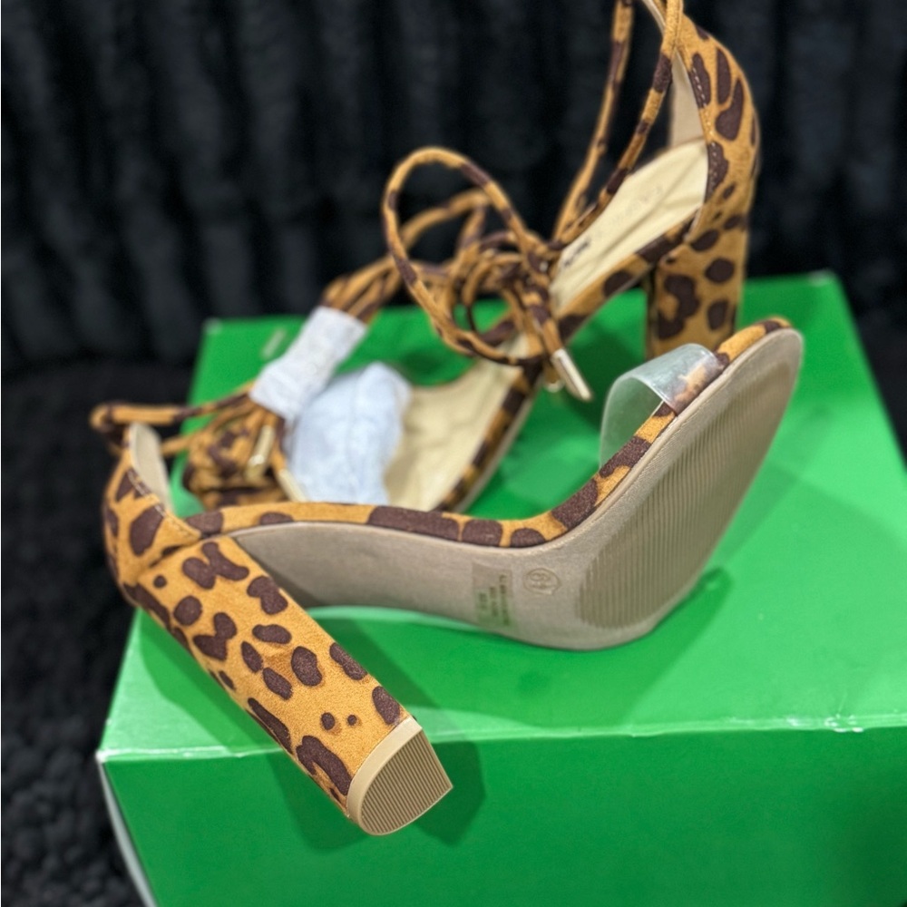 Leopard Print High Heel Sandals: Brand new, never worn